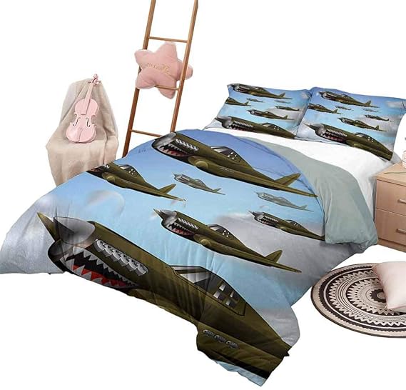 Bedding Set Airplane Duvet Cover Set with Zipper Closure