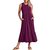ANRABESS Women Summer Casual Sleeveless Crewneck Sundress Aline Flowy Tiered Maxi Long Beach Dress Vacation Outfits
