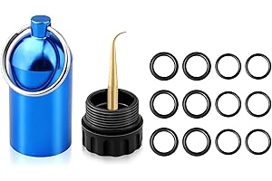 Pecihiko Scuba Diving Tank, Aluminum Alloy Mini Dive Tank Key Ring with Brass O-Ring Pick and 12 O-Rings, Compact Repair Kit Cylinder Valve Sealing Rings for Diving Gear Equipment Maintenance (Blue)