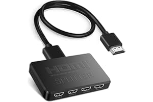 HDMI Splitter 1 in 4 Out,4K HDMI Splitter Not for Extended Display-Mirror Same Screen Only, 4K 1x2 HDMI Splitter 1 to 4 for 3