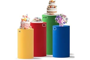 CMXZSAM Set of 4 Cylinder Pedestal Covers, Multiple Sizes Pedestal Stand Cover Cylinder Stands Cover for Party Cylinder Covers for Party Birthday Wedding Parties Dessert Tables Decor