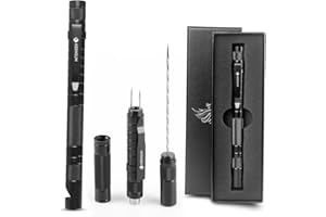 KEENSUN 6-in-1 Cigar Punch Pen Shape Tool Set Multitool with Cigar Punch(7mm), Cigar Draw Enhancer Cutter, Twin Nubber, Whistle and Clip (Black)