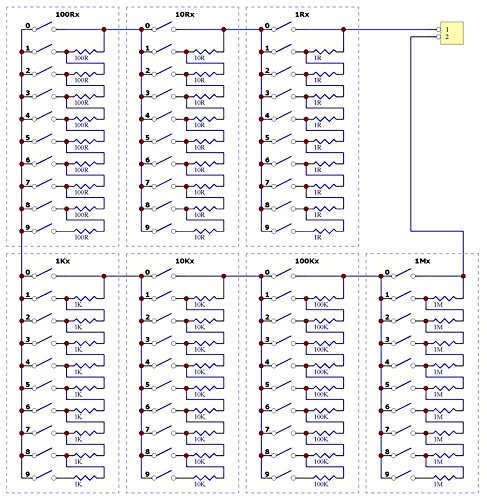 Electronics-Salon 1R - 9999999R Seven Decade Programmable Resistor Board, Step 1R, 1%, 1/2 Watt.