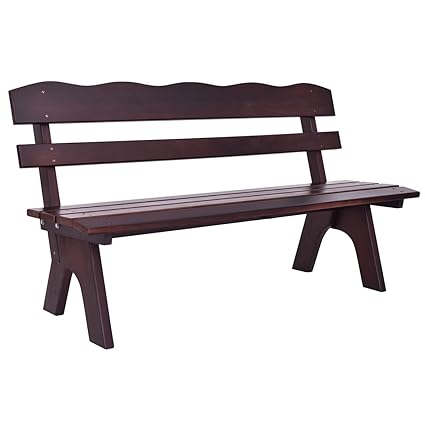 5ft 3 Seats Outdoor Garden Bench Chair Wood Frame Yard Deck