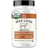 USDA Organic Beef Liver Capsules – Grass Fed & Pasture Raised in Australia – Nutrient Dense Superfood for Energy & Wellness – No Fillers, Freeze-Dried Liver Supplement – 180 Capsules