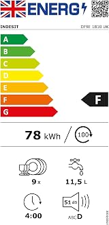 Indesit Slimline Dishwasher 9 Place Settings White view 7