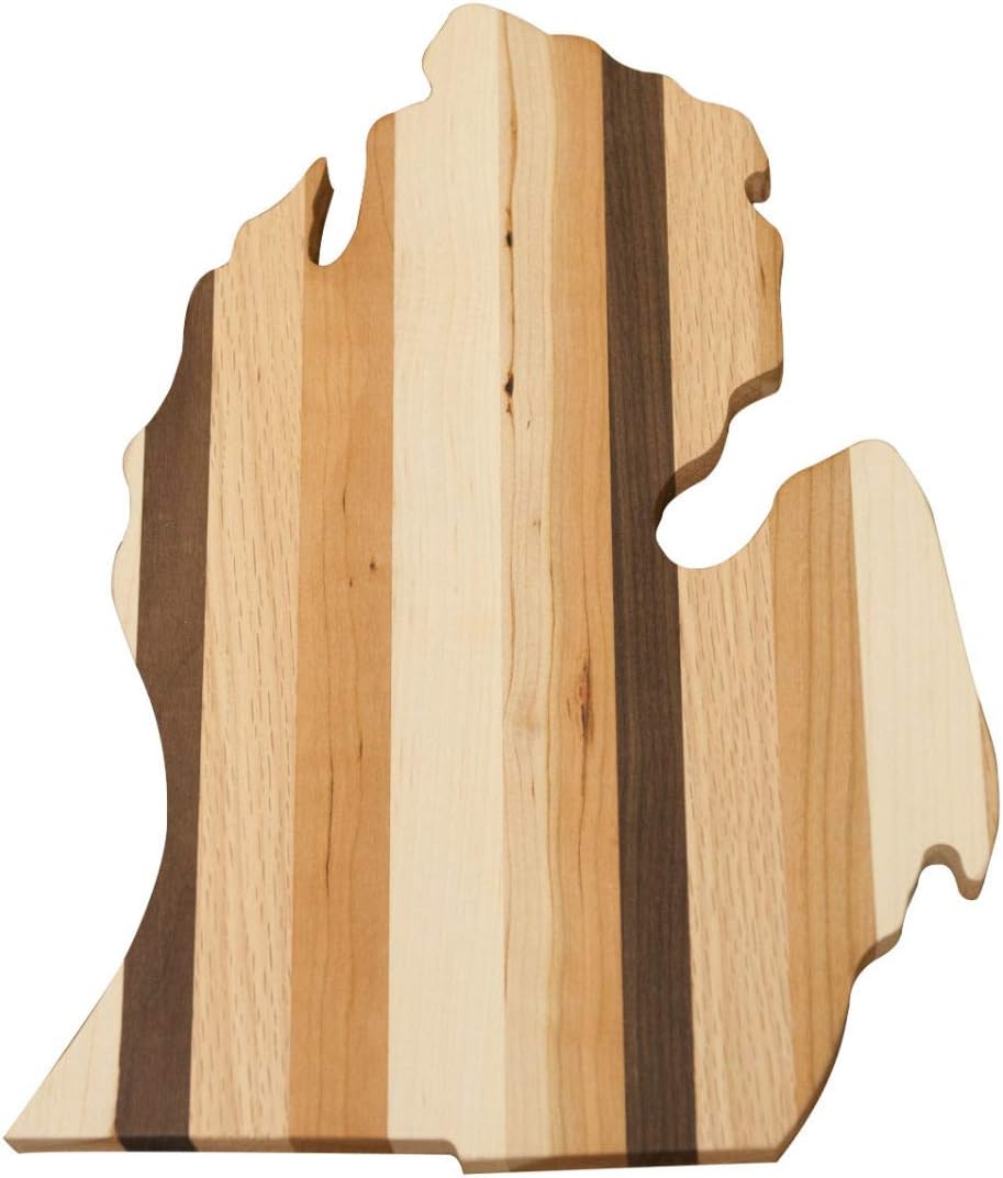 Amazon Com Wood Cutting Board For Kitchen Michigan Cutting Board Handmade Charcuterie Board Cheese Meat Wine Rustic Serving Tray State Shaped Wooden Cutting Board 9 5 X 14 25 Michigan
