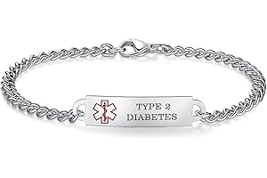 AOAMID 6.5"-8.5" Medical alert id bracelets for Women Stainless steel Medical Emergency Bracelets Free engraving