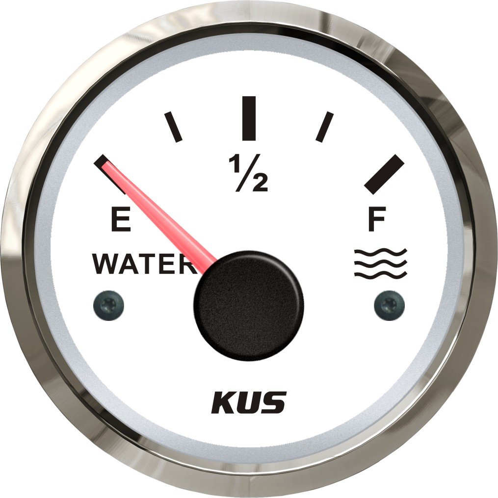 KUS Water Level Gauge Meter Indicator 0-190ohm With Backlight 12V/24V 52MM(2") (White)