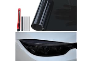 KASHIBANG 12" x 7ft Headlight Taillight Tint Film,Dark Black Car Light Self-Adhesive Film，Car Light Protector Film, Cover Tint Film for Cars, Trucks, SUVs
