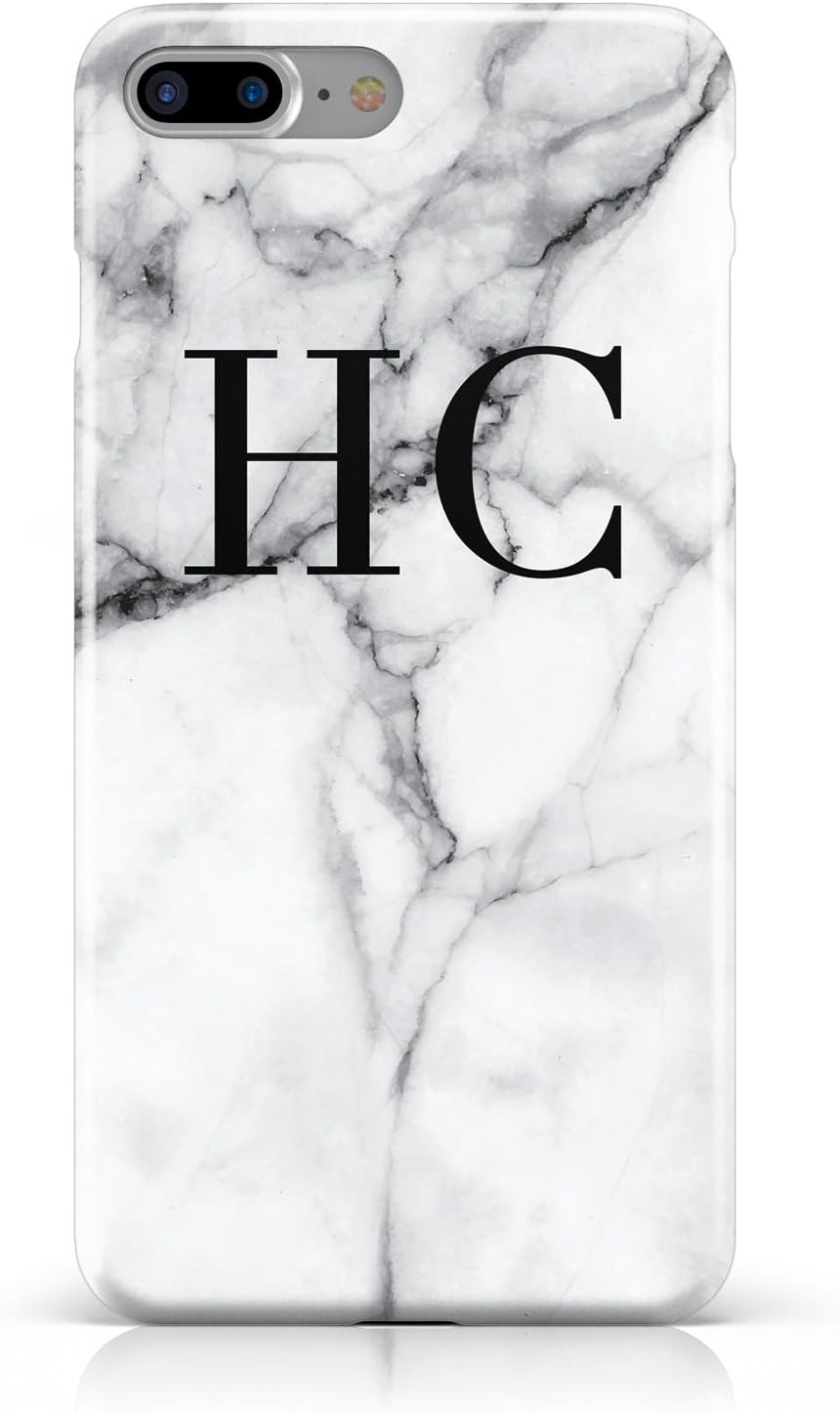PERSONALISED MARBLE INITIALS MONOGRAM GREY PHONE CASE FOR APPLE IPHONE 7 PLUS