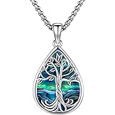Eusense 925 Sterling Silver Abalone Pendant Necklace for Women Men - Urn Locket Cremation Jewelry That Holds Pictures