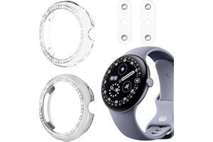 2 Pack Bling Single Row Crystal Case for Google Pixel Watch 4 41mm (2025), Hard PC Hollow-Out Protective Cover with Charging 