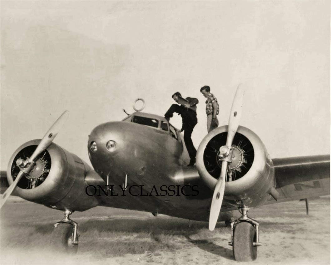Photographs - OnlyClassics 1937 Amelia Earhart FRED Noonan 8X10 Photo Lockheed Electra Airplane Last Photos