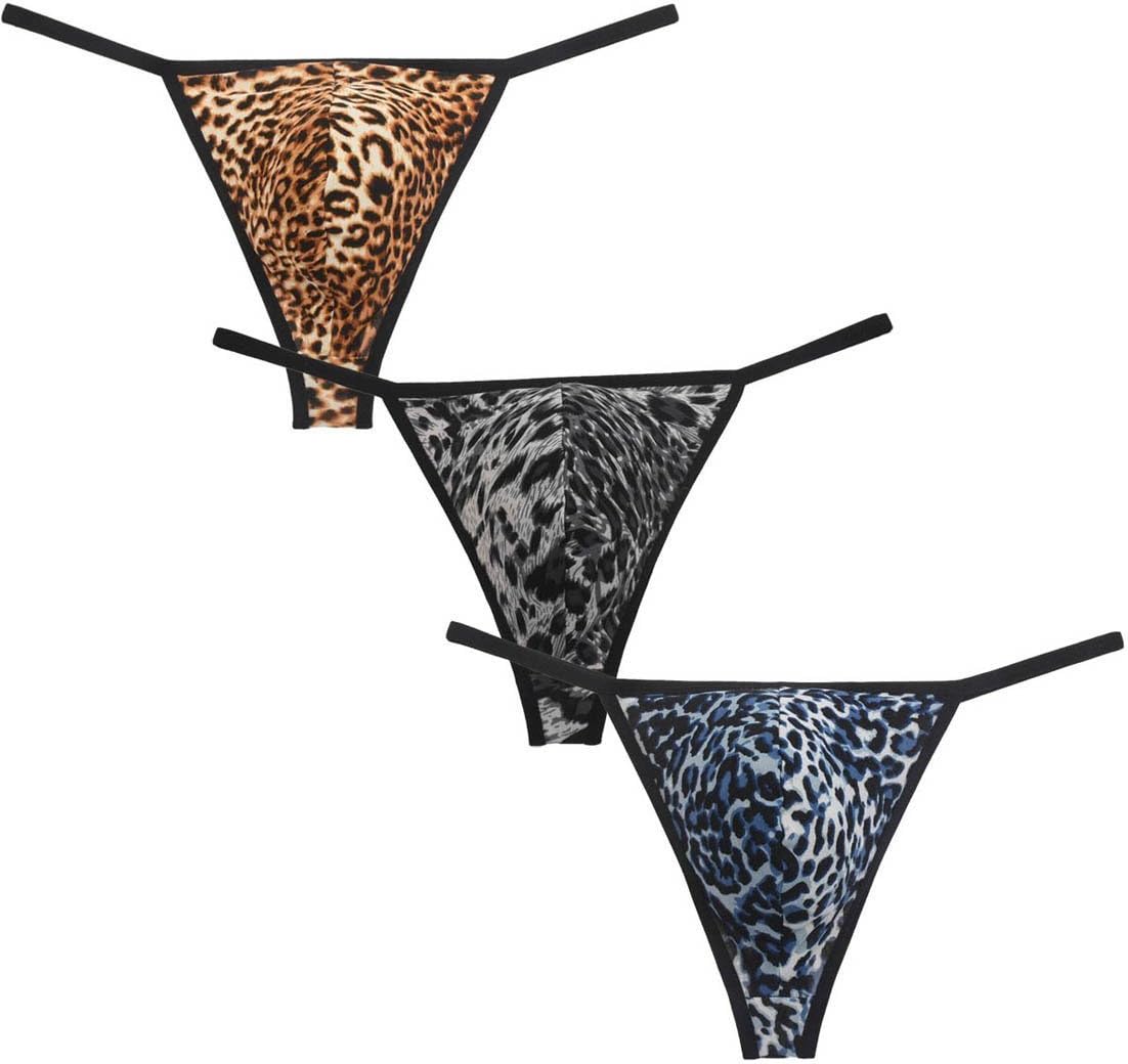 OROCOJUCOMen Enlarge Pouch Thong Underwear Leopard Mini Bikin G-String