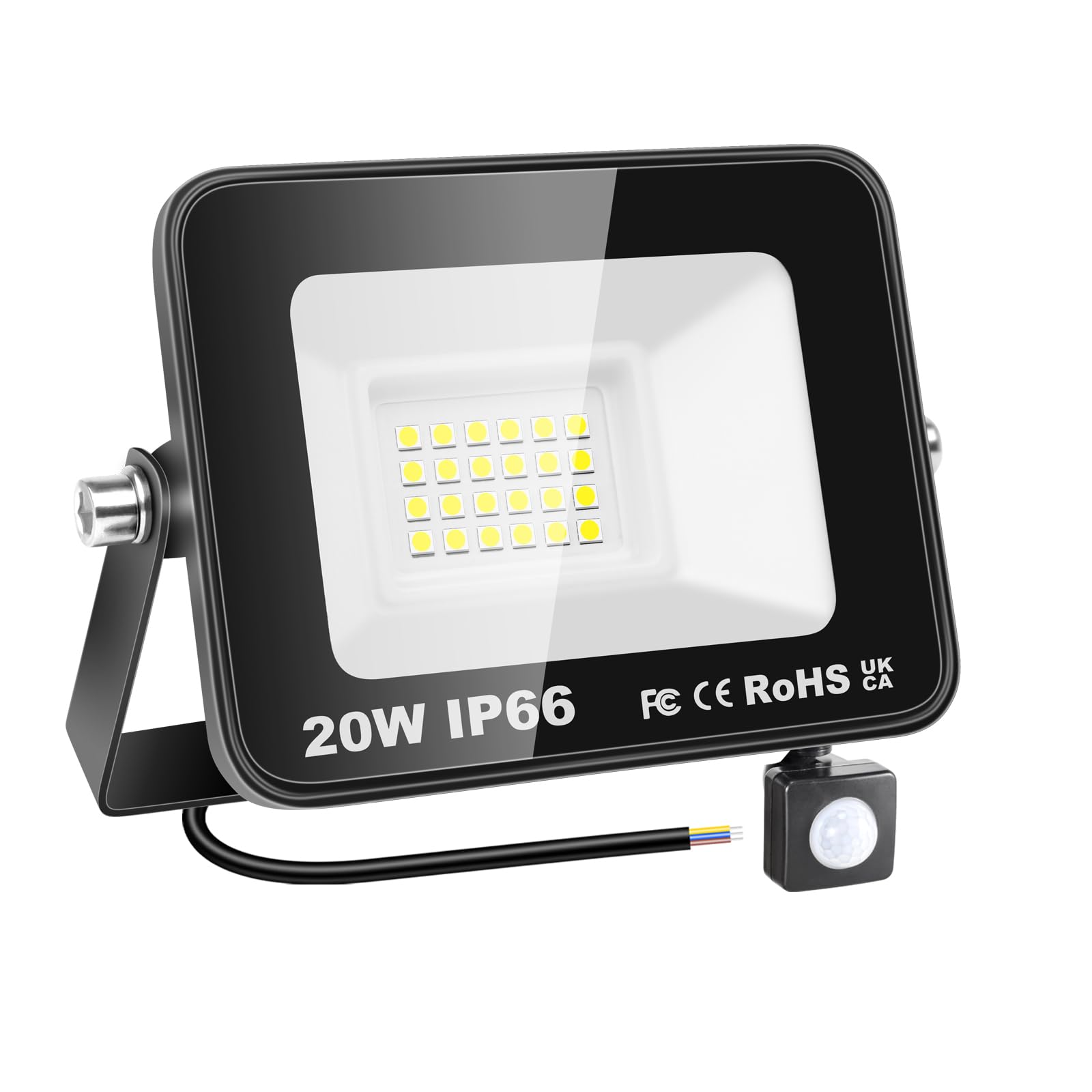 RIGIDON 20W Motion Sensor Light Outdoor 2000LM Super Bright LED Flood Outdoor Lights 6000K Daylight White IP66 Waterproof Security Lights for Garden, Garage, Yard, Sports Ground, Patio (watts, 20)