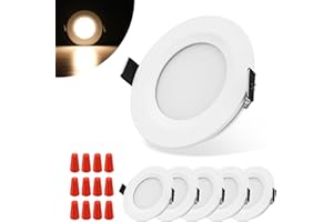 ULITECO RV Puck Light, RV Recessed Ceiling Light, 12V RV Lights Interior, Ultra-Thin RV Light Fixtures, High Brightness Camper Interior Light for RV Motorhome Boat (Warm White, 6Pack White)