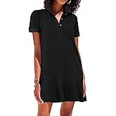 YEXPINE Polo Dress for Women Short Sleeve Ruffle Hem Golf Tennis Summer Mini Dresses