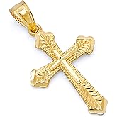 14k REAL Yellow Gold Religious Cross Charm Pendant