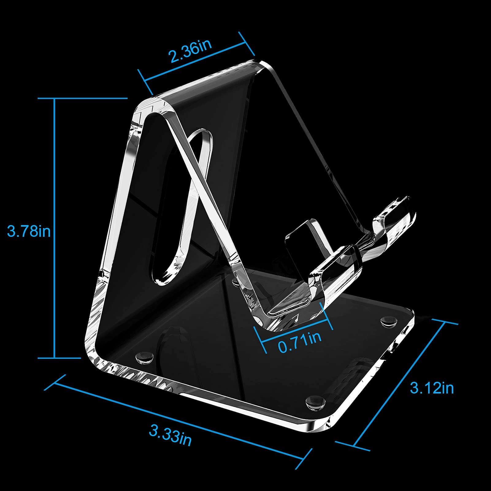Crpich Acrylic Cell Phone Stand, Portable Clear Phone Stand for Desk, Compatible with Phone16 15 14 13 Pro Max Mini 12 11 Plus SE, Switch, Android Smartphone, Pad, Tablet, Desk Accessories