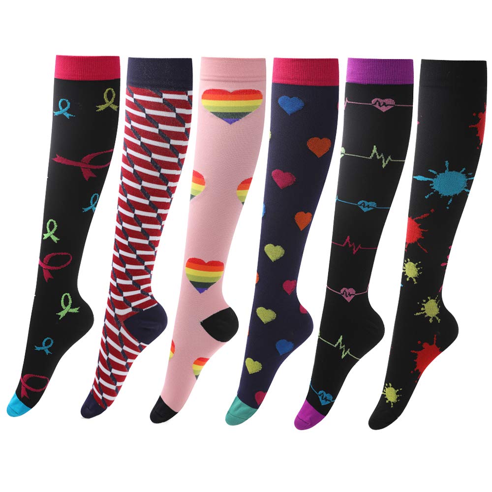 Compression Socks (5/7 Pairs) for Men & Women, Running, Flight, Travel, Nurses, Pregnant - Boost Performance, Blood Circulation & Recovery (Assorted 1, L/XL(US Women 7-10.5 / US Men 6-9))