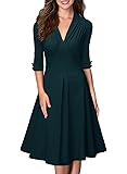Miusol Women's Retro Deep-V Neck Vintage Cocktail Party Swing Dress