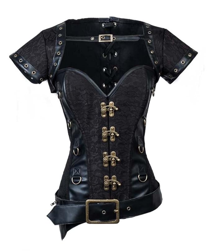 Steampunk Costumes, Outfits for Women Charmian Womens Spiral Steel Boned Goth Retro Overbust Steampunk Bustier Corset $62.99 AT vintagedancer.com