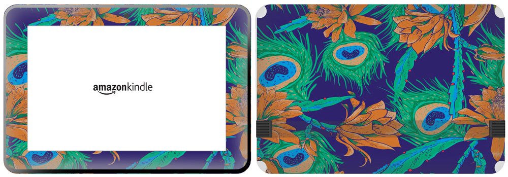 Get it Stick it SkinTabAmaFireHD89_71 Navy Blue Background with Peacock Feathers and Flowers Skin for 8.9-Inch Amazon Kindle Fire HD