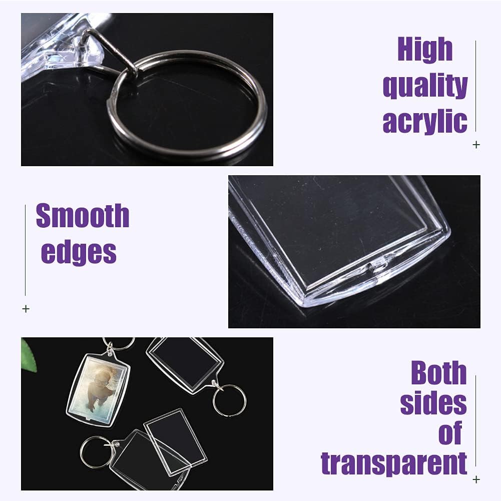40 PCS Acrylic Photo Frame Keyrings, Photo Insert Keychains, Acrylic Clear Blank Keyrings, Picture Snap-in Keychains for Artwork, DIY, Gift, Family(1.3 x 1.8 Inch) at  Men’s Clothing store