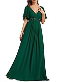 Ever-Pretty Women's V-Neck Flutter Sleeve Long
