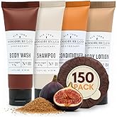 WOODBURY & CO Travel Size Shampoo and Conditioner Supplies For Guests,Airbnb Essentials for Hosts,Mini Shampoo And Conditioner Sets,Hotel Toiletries,Air Bnb Kit For Bathroom Body Wash Lotion,(150 Pcs)