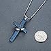 Men's Stainless Steel Lord's Prayer Cross Halo Pendant Necklace, Blue Color, 23