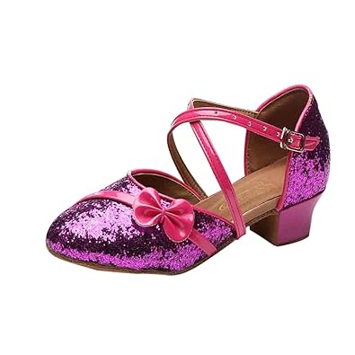 YIBLBOX Prinzessin Schuhe mit Absatz Kinder High-Heels Tanzschuhe Pailletten Karneval Latin Schuhe