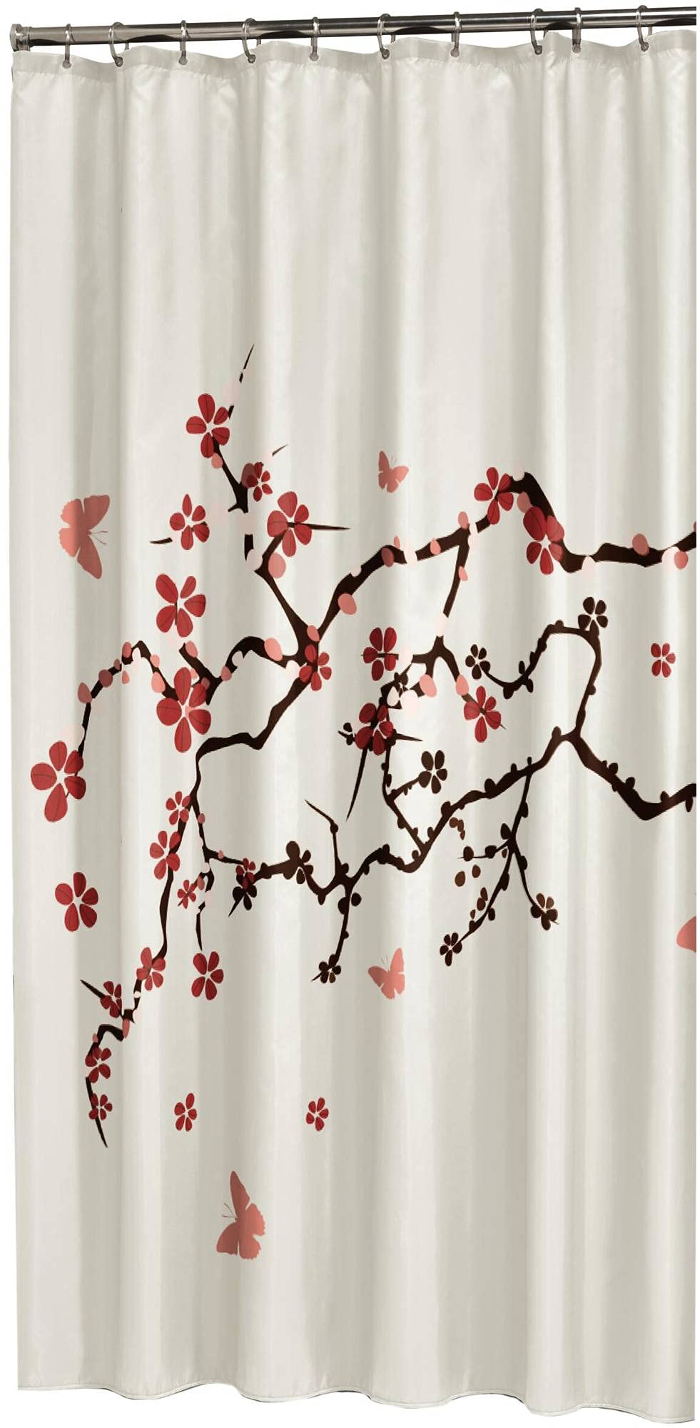 Sealskin Blossom Shower Curtain, Polyester, Red, 180 x 200 cm