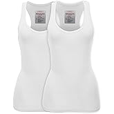 Zenana Women's Plain Solid Color Ribbed Racerback Tank Top Shirt Plus Sizes (XXX-Large, 2 Pack: White | White)