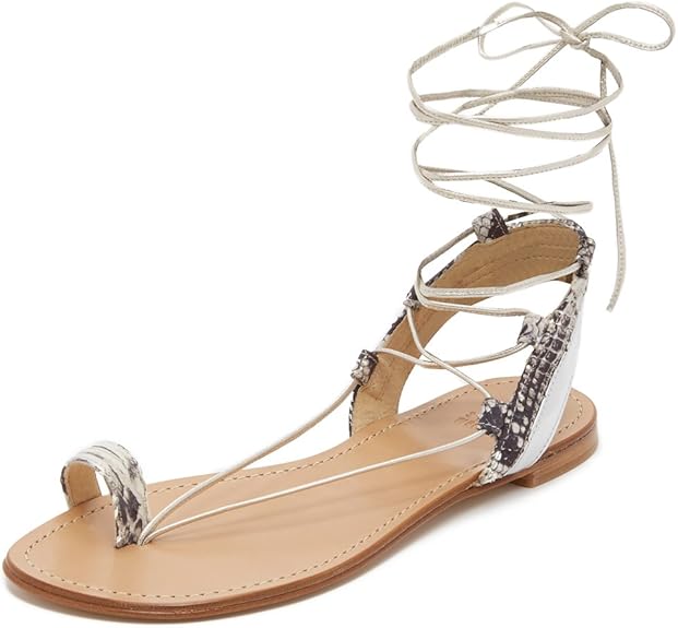 Amazon.com: Stuart Weitzman Women's Lasso Flat Sandals, Pearl, 5 B(M) US: Shoes