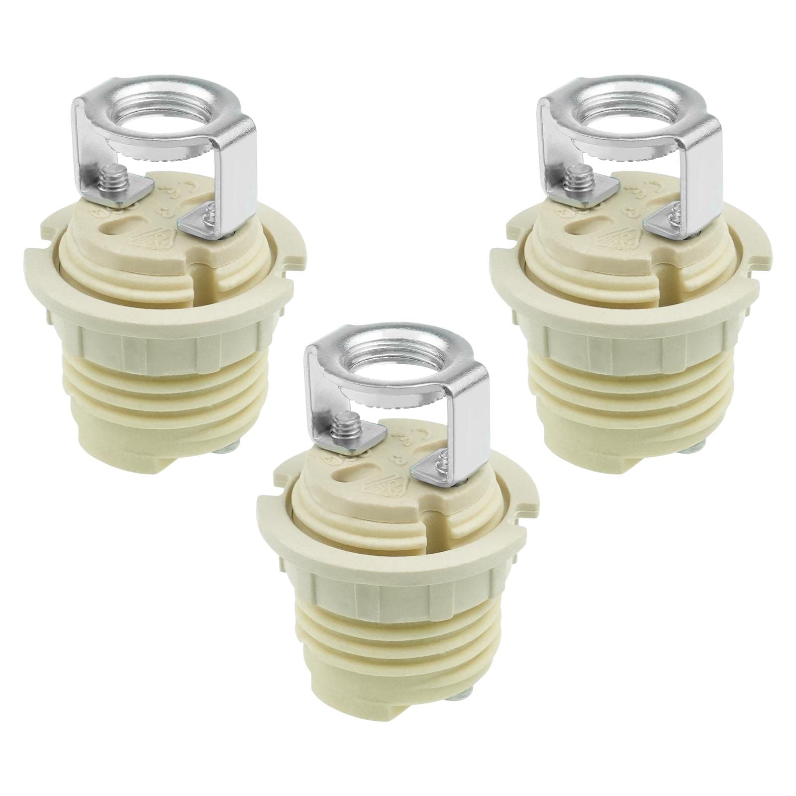 EMSea 3PCS G9 Lamp Holder with Bracket G9 Threaded Ceramic Halogen Socket with Ring G9 Halogen Light Bulb Base Socket for LED CFL Halogen Lamps