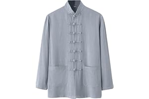 Men's Traditional Long Sleeve Linen Tang Kung Fu Uniform Shirt, Tai Chi Clothing, Kung Fu Clothes Long Sleeve Tang Shirt