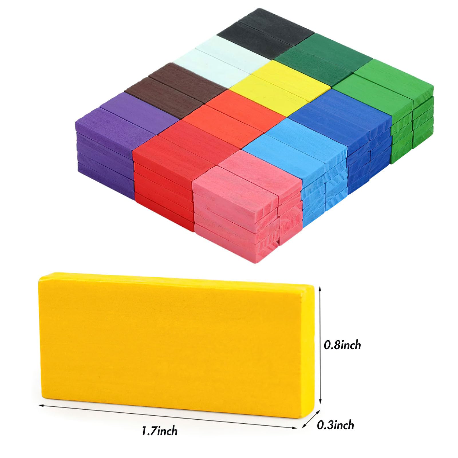 BigOtters Dominos Set for Kids,360 PCS Dominoes Wooden Building Blocks Stacking Educational Racing Toy Games, Party Favor for Boys and Girls, 12 Colors