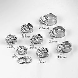 Twolobes 2 PCS Silver Ear Gauges With 10 twisty