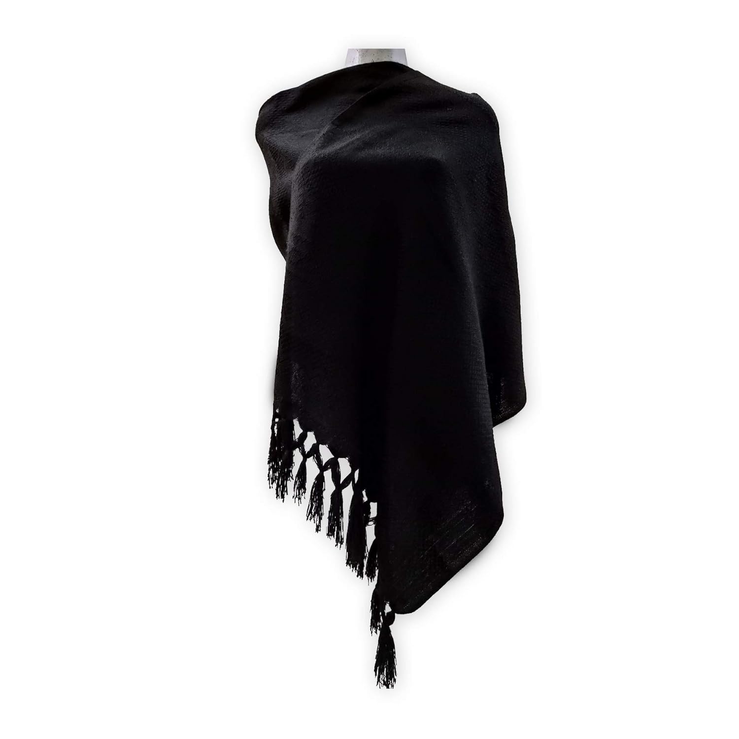 NEGRO, Rebozo Mexicano 100 Artesanal. Mide 190 cm largo x 65 cm ancho. (Mexican Handmade Shawl NEGRO, Rebozo Mexicano 100 Artesanal. Mide 190 cm largo x 65 cm ancho. (Mexican Handmade Shawl