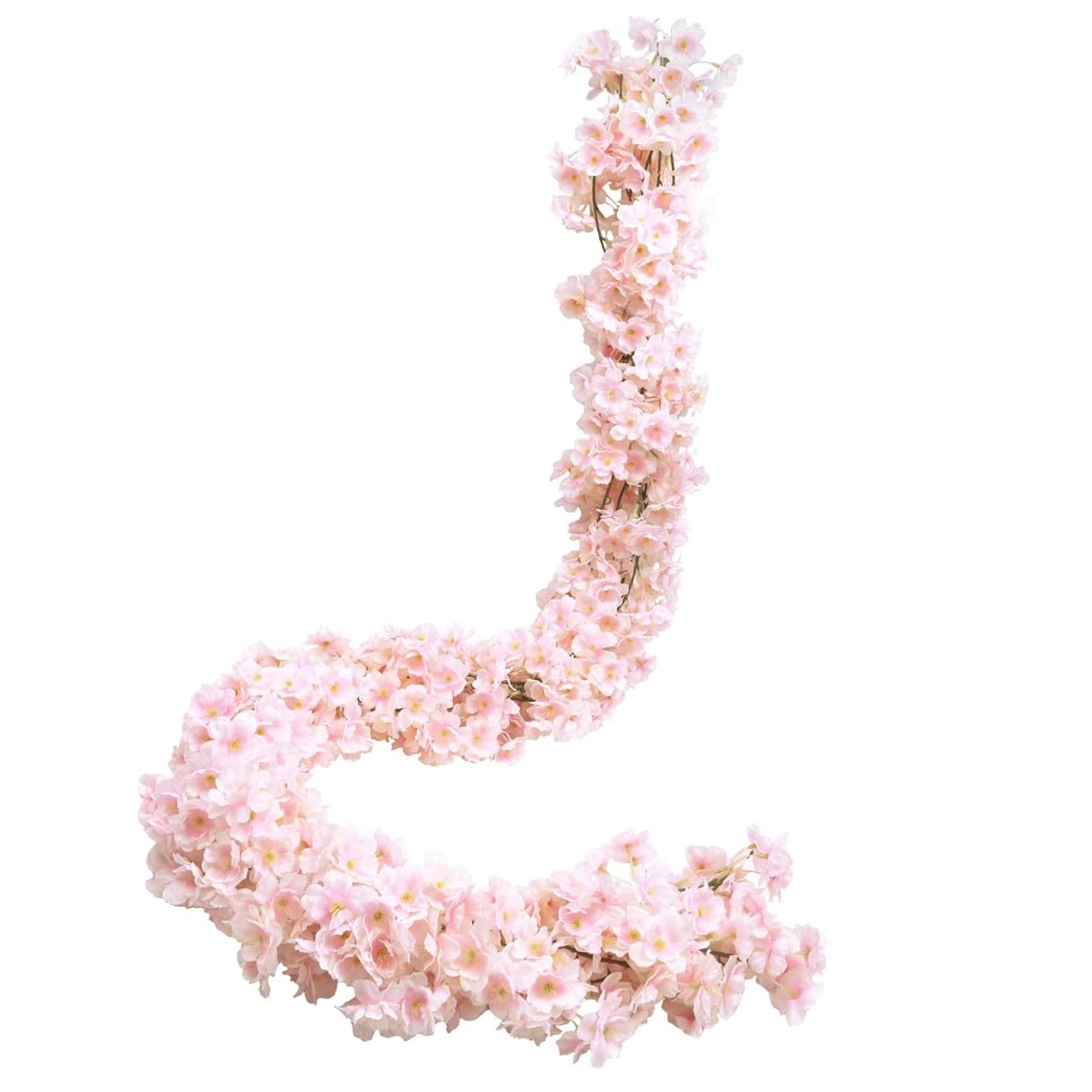 4 Pack Artificial Cherry Blossom Garland,5.9ft Faux Cherry Blossom Flower String Fake Flower Pink Silk Floral Vine Hanging Vine Garland for Home Wedding Garden Party Fireplace Wall Decor