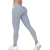 GYMTITAN Scrunch Butt Lifting V Back Leggings for Women with Pockets Buttery Soft High Waist Booty Workout Yoga Pants