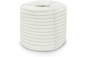 Aoneky Cotton Rope Washing Line Rope Outdoor Clothes Line Long Braided White Rope (3/8 inch x 100 ft)