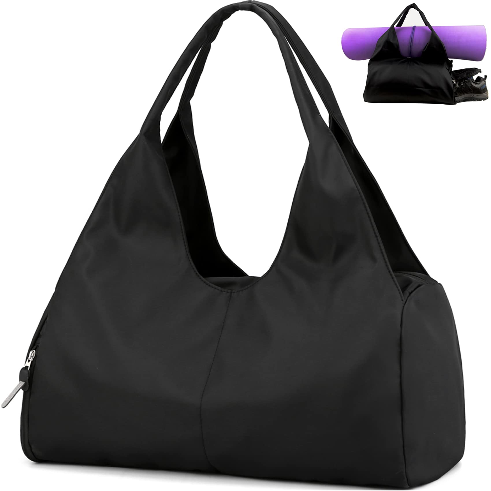 JSHAHA Sports Duffel Bag Gym Totes with Shoes Compartment & Wet Compartment Waterproof Fitness Bag Training Bag Weekender Women Travel Bag Multifunctional Handbag for Men and Women Black