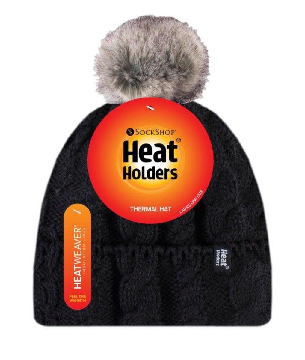 Heat Holders Ladies Fleece Lined Knitted Thermal Winter Beanie Hat - Cozy Insulated Cap
