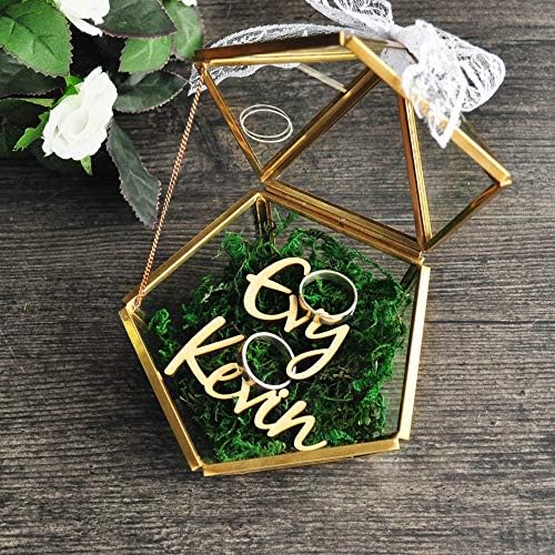 1pc Pentagon Jewelry Box Ring Bearer Pillow, Rustic Wedding Ring Holder Box Proposal Engagement Gift