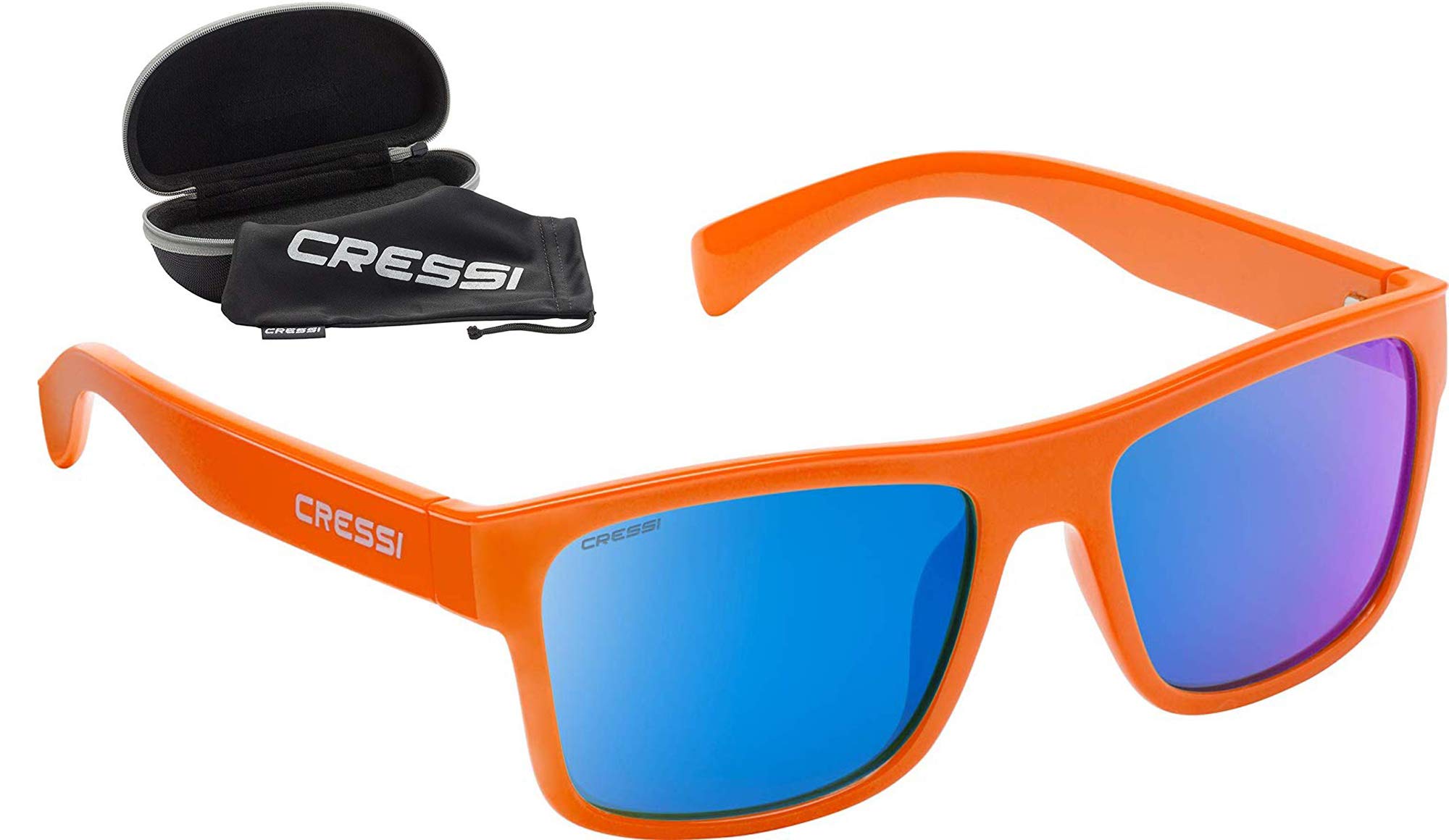 Cressi Unisex's Spike Premium Sport Sunglasses, Orange/Lens Mirrored Blue, One Size XDB100552