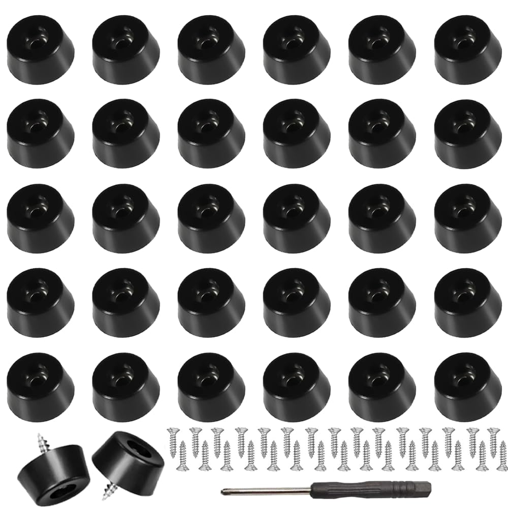 RXKFIGX Pack of 30 Rubber Feet Screw-On Rubber Base with Screws Non-Slip Rubber Feet Black Rubber Buffer Furniture Feet for Furniture Electronics and Application Screwable Pads