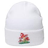 HAOOIE Mushroom Embroidery Beanie for Women Men